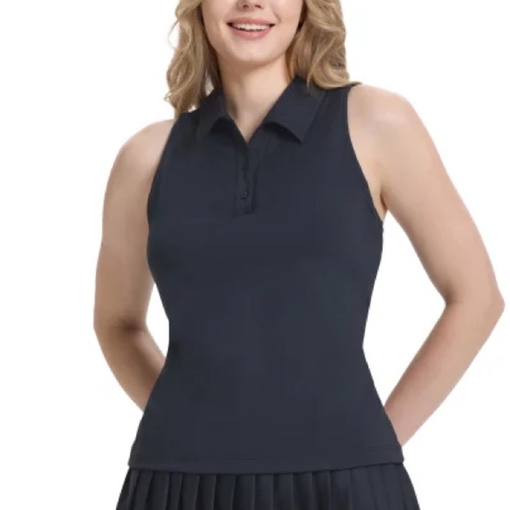 Tretorn Women's Sleeveless Polo Top with  Removable Bra Pads, Black/XS